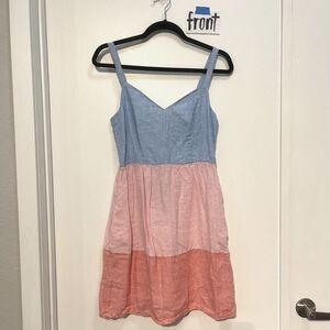 Cynthia Rowley Pastel Blue, Pink, and Red Linen Dress - Size S